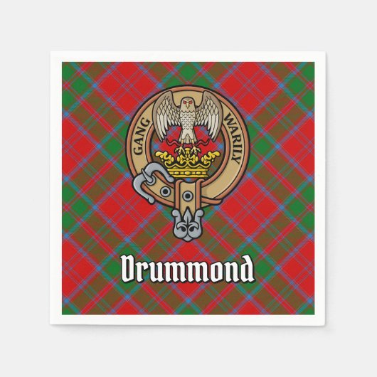 Clan Drummond Crest over Tartan Servet (Voorkant)