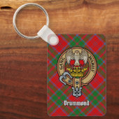 Clan Drummond Crest over Tartan Sleutelhanger (Voorkant)