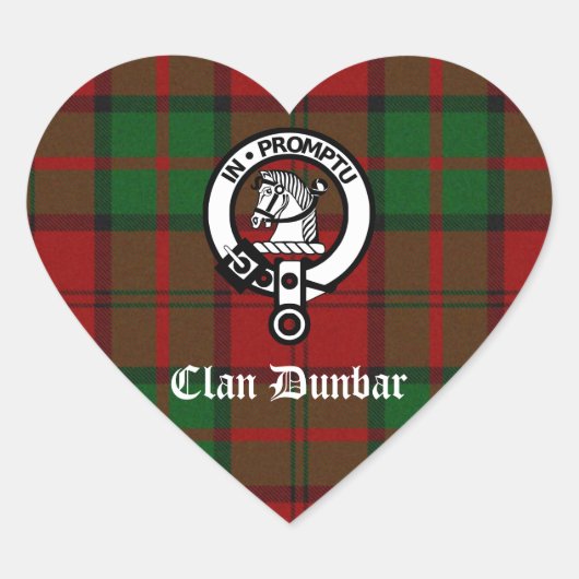 Clan Dunbar Tartan & Crest Badge Hart Sticker (Voorkant)