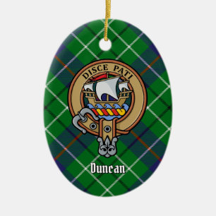 Clan Duncan Crest over tartan Keramisch Ornament