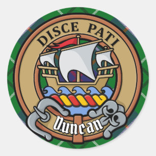 Clan Duncan Wapen over Tartan Ronde Sticker