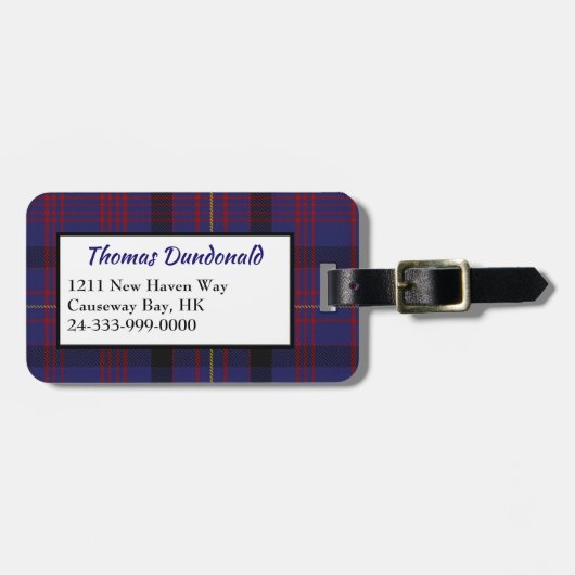 Clan Dundonald Tartan Pset Bagagelabel (Voorkant horizontaal)