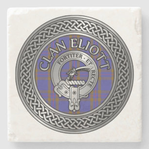 Clan Eliott Crest & Tartan Knot Stenen Onderzetter