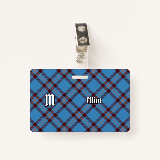 Clan Elliot Ancien Badge Tartan (Devant avec clip)