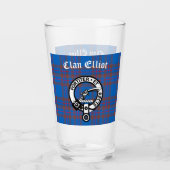 Clan Elliot Crest Badge & Tartan Glas (Voorkant)