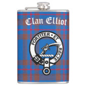 Clan Elliot Crest Badge & Tartan Heupfles (Voorkant)