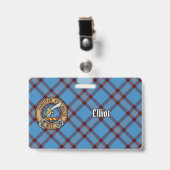 Clan Elliot Crest over het oude Tartan Badge (Front with Clip)