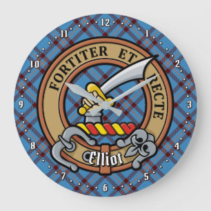 Clan Elliot Crest over het oude Tartan Grote Klok