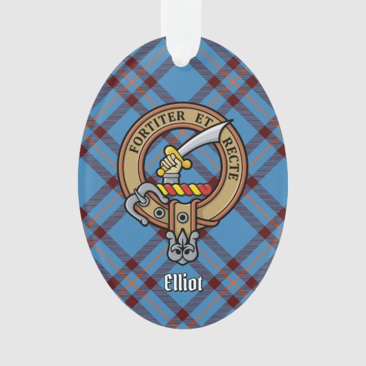 Clan Elliot Crest over het oude Tartan Ornament (voorkant)