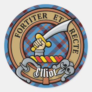 Clan Elliot Crest over het oude Tartan Ronde Sticker