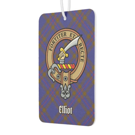 Clan Elliot Crest over Modern Tartan Luchtverfrisser (Links)