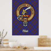 Clan Elliot Crest over Modern Tartan Poster (Keuken)