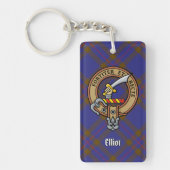Clan Elliot Crest over Modern Tartan Sleutelhanger (Voorkant)