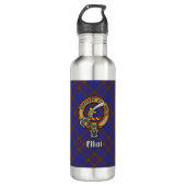Clan Elliot Crest over Modern Tartan Waterfles (Voorkant)