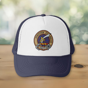 Clan Elliot Crest over moderne Tartan Trucker Hoed Pet