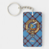 Clan Elliot Crest over oude Tartan Sleutelhanger (Voorkant)