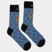 Clan Elliot Crest over oude Tartan Sokken (Rechts)