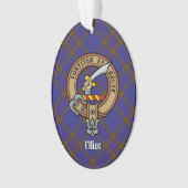 Clan Elliot Crest sur l'ornement Tartan moderne (devant)