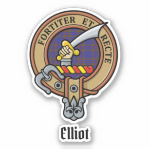 Clan Elliot Crest sur Sticker Tartan moderne