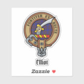 Clan Elliot Crest sur Sticker Tartan moderne (Feuille)