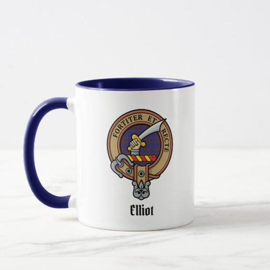 Clan Elliot Crest sur Tartan Mug moderne (Gauche)
