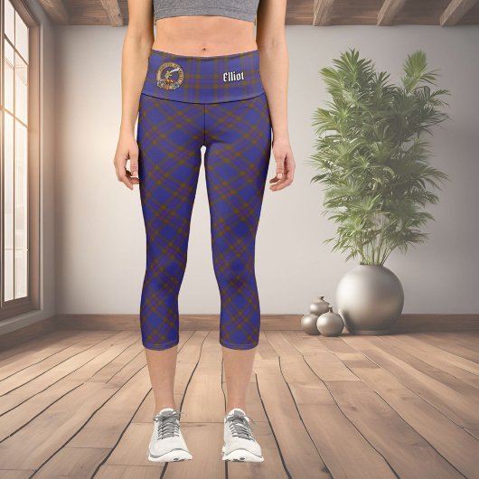 Clan Elliot Tartan Capri Leggings modernes