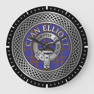 Clan ELLioTT Crest & Tartan Knot Grote Klok
