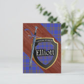 Clan Elliott Tartan Sword & Shield Briefkaart (Staand voorkant)