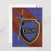 Clan Elliott Tartan Sword & Shield Briefkaart (Voorkant / Achterkant)
