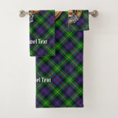 Clan Farquharson Crest over Tartan Bad Handdoek (Insitu)