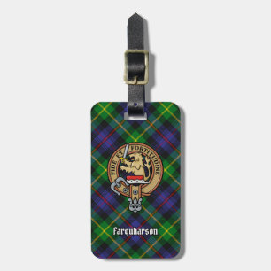 Clan Farquharson Crest over Tartan Bagagelabel