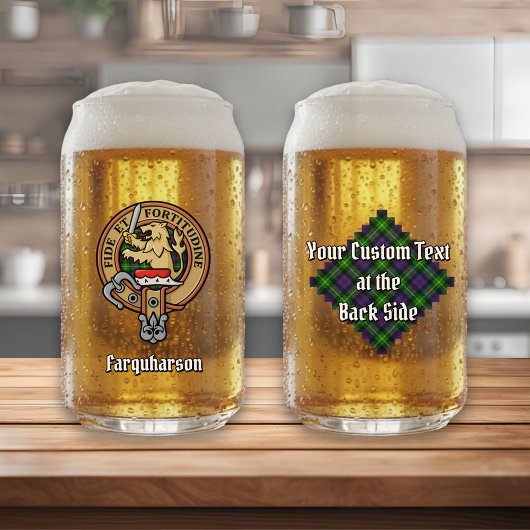 Clan Farquharson Crest over Tartan Blikvorm Glas