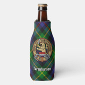 Clan Farquharson Crest over Tartan Bottle Cooler (Fles Voorkant)