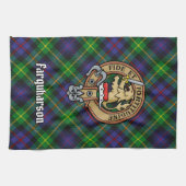 Clan Farquharson Crest over Tartan keukenhanddoek (Horizontaal)