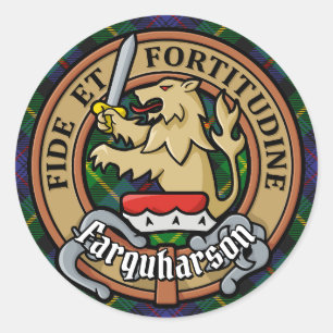Clan Farquharson Crest over Tartan Ronde Sticker