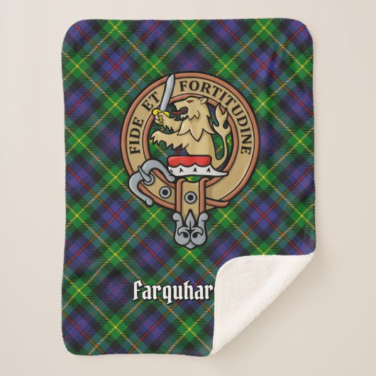 Clan Farquharson Crest over Tartan Sherpa Deken (Voorkant)