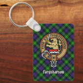 Clan Farquharson Crest over Tartan Sleutelhanger (Voorkant)