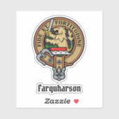 Clan Farquharson Crest over Tartan Sticker (Vel)