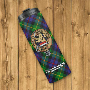 Clan Farquharson Crest over Tartan Thermosbeker
