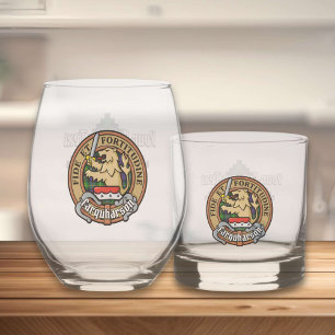 Clan Farquharson Crest over Tartan Whisky Glas