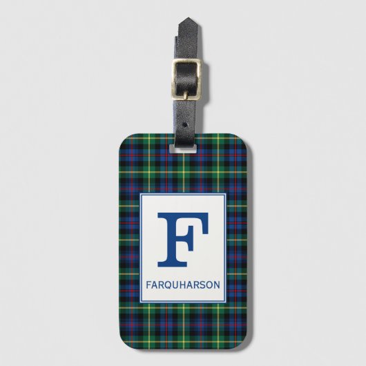 Clan Farquharson Tartan Monogrammed Bagagelabel (Voorkant (verticaal))