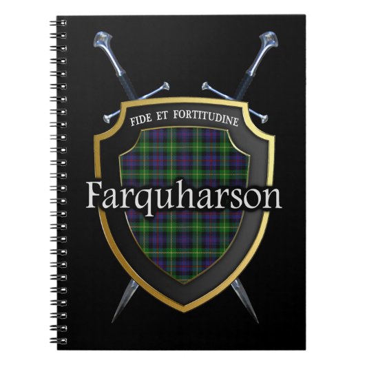 Clan Farquharson Tartan Shield & Swords Notitieboek (Voorkant)