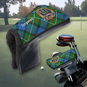 Clan Ferguson Crest over Tartan Golf Head Hoesje Golfheadcover