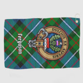 Clan Ferguson Crest over Tartan Golfhanddoek (Horizontaal)