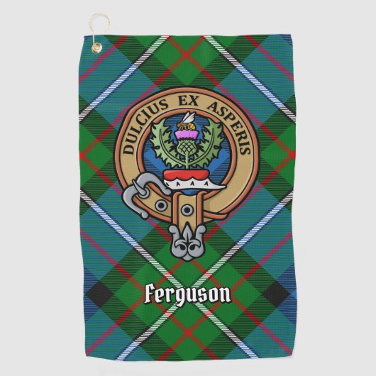 Clan Ferguson Crest over Tartan Golfhanddoek (Voorkant)