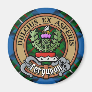 Clan Ferguson Crest over Tartan Magneet