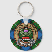 Clan Ferguson Crest over Tartan Sleutelhanger (Voorkant)