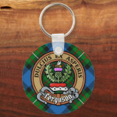 Clan Ferguson Crest over Tartan Sleutelhanger (Voorkant)