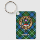 Clan Ferguson Crest over Tartan Sleutelhanger (Voorkant)