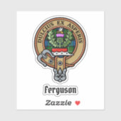 Clan Ferguson Crest over Tartan Sticker (Vel)